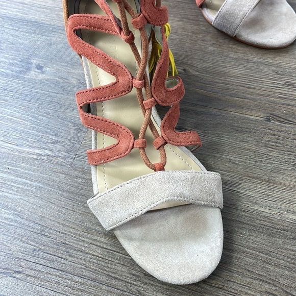 Marc Fisher Women’s Frayz Leather Block Heel Open Toe Sandal, Tan Brown, sz 6.5 - Picture 7 of 10